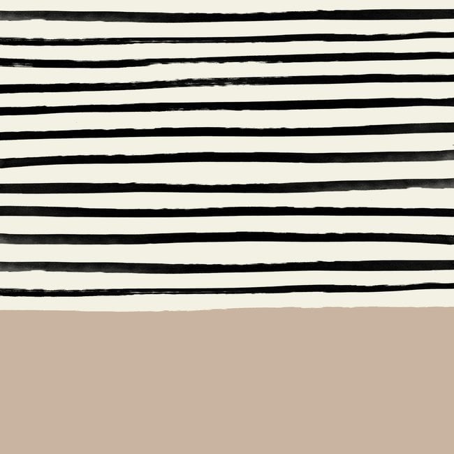 Latte & Stripes Framed Art Print by Leah Flores - Scoop White - MEDIUM (Gallery)-22x22 - Image 1
