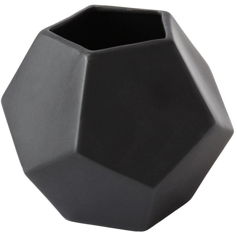 Global Views Faceted Black Vase Size: 6" H  x 7" W x 7" D - Image 0