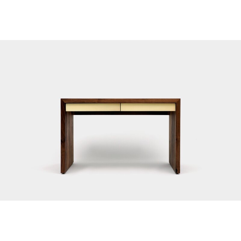 ARTLESS SQM Solid Wood Writing Desk Size: 30" H x 48" W x 24" D, Color: Brushed Gold - Image 0