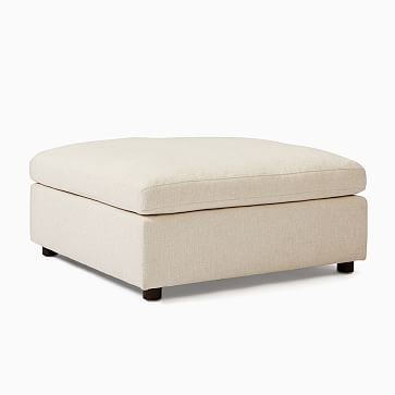 Marin Large Square Ottoman, Down, Distressed Velvet, Mauve, Concealed Support - Image 1