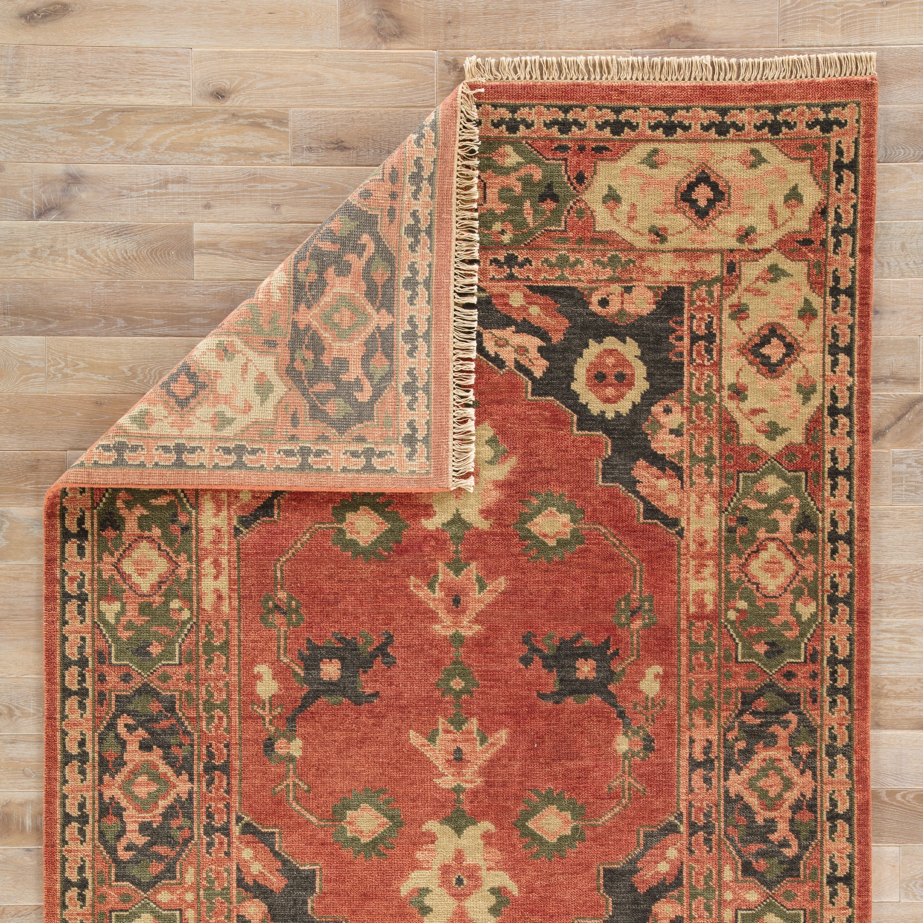 Artemis by Azra Hand-Knotted Floral Red/ Black Area Rug (9' X 12') - Image 2