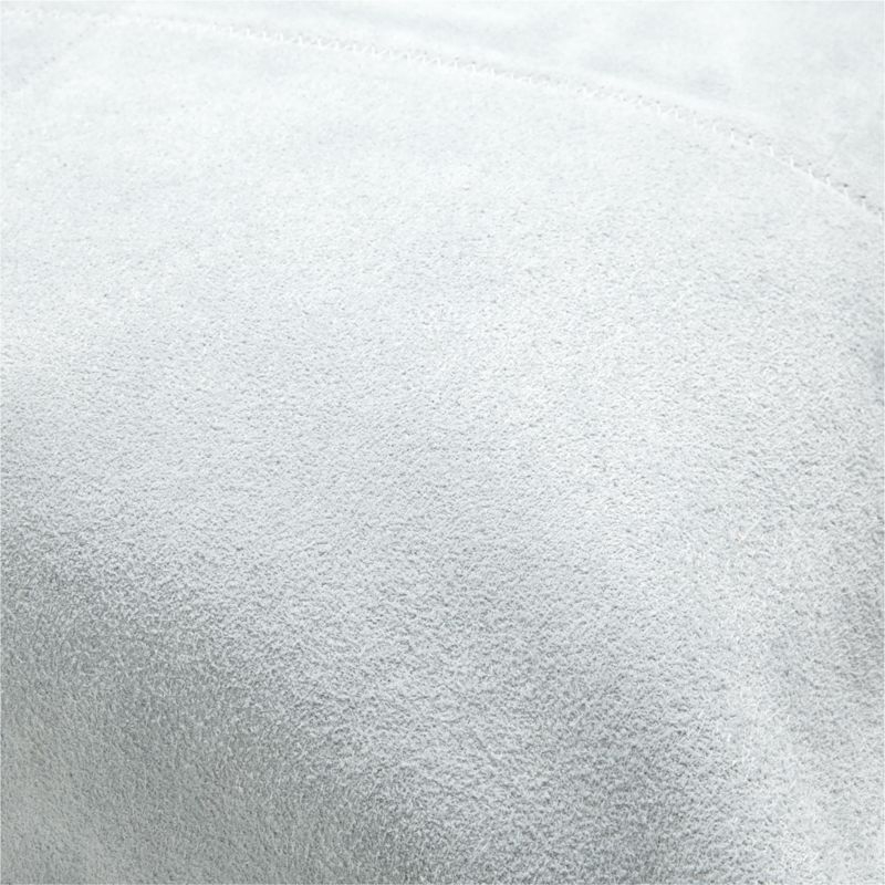 Hyde Pieced Suede 23x23 Light Grey Throw Pillow with Feather Insert - Image 3
