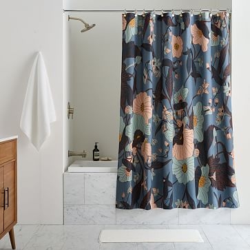Poppy Floral Shower Curtain, Blue Mist, 72"x74" - Image 3