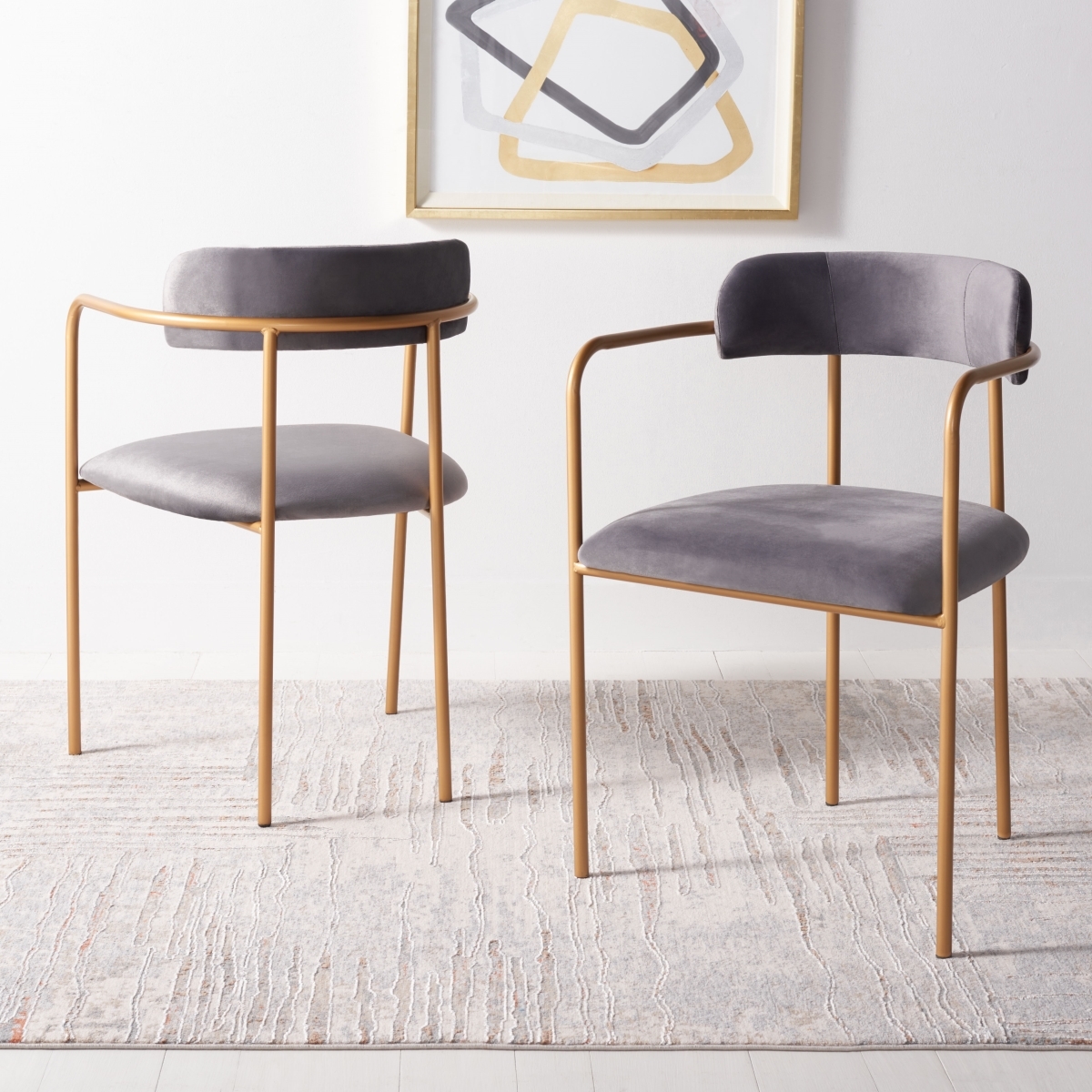 Camille Side Chair - Dark Grey / Gold - Safavieh - Image 1