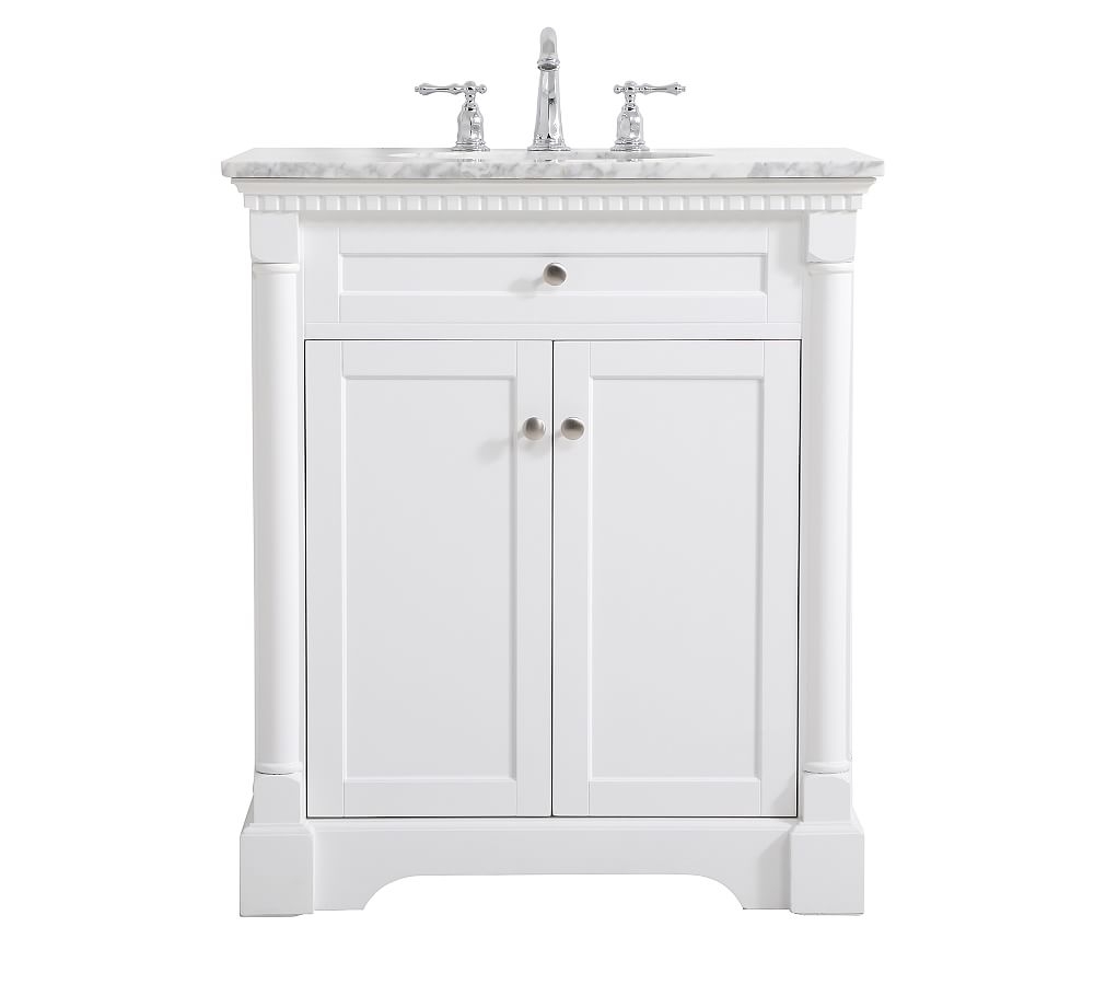 White Lorenz Single Sink Vanity, 30" - Image 0