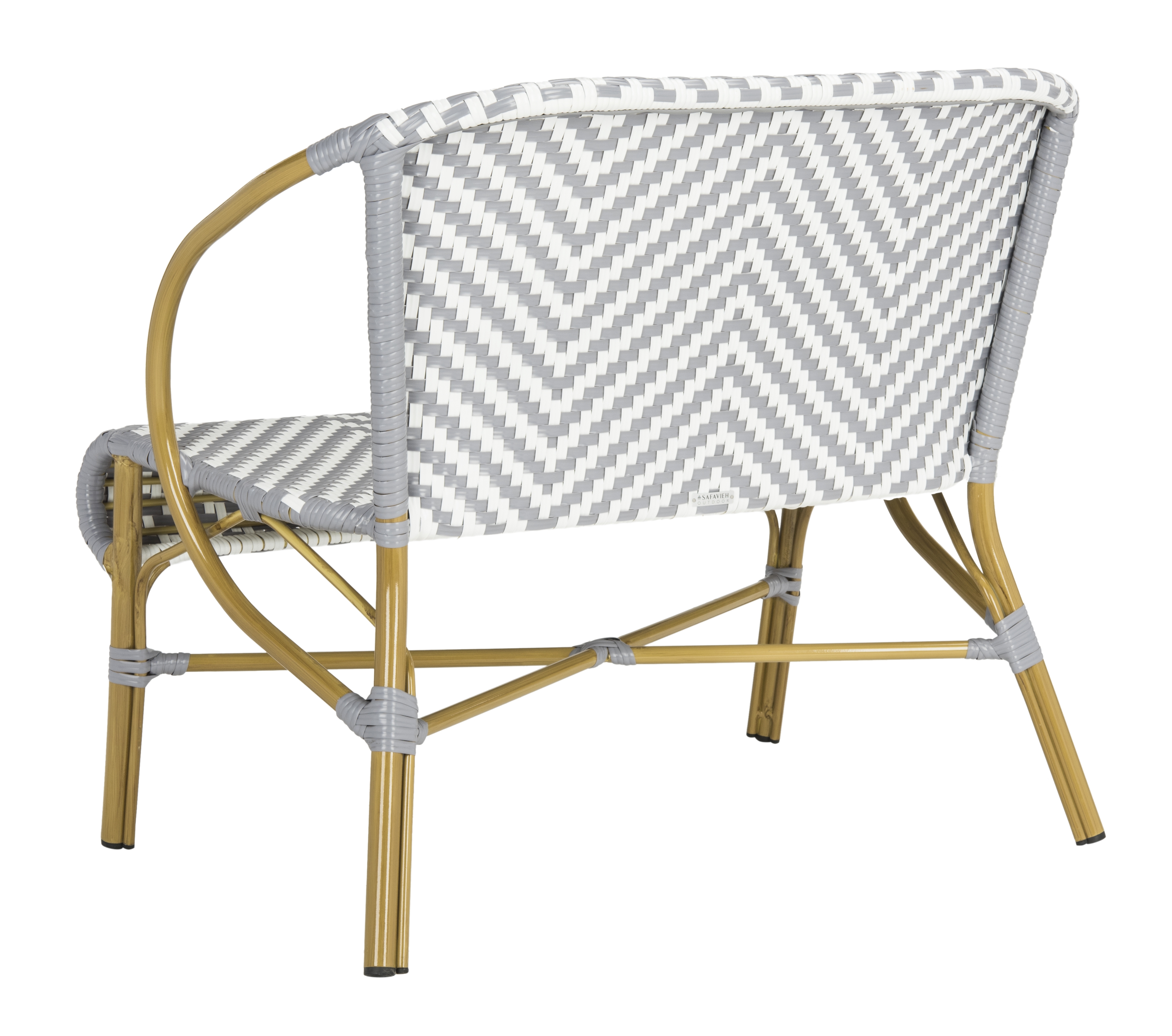 Dandra Herringbone Rattan Settee - Grey/White - Safavieh - Image 4