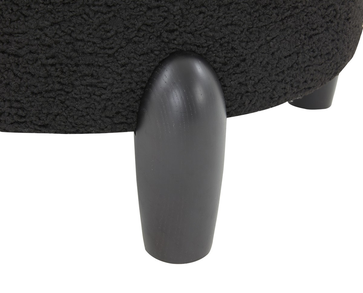Perez Scandinavian Round Ottoman - Black - Image 2