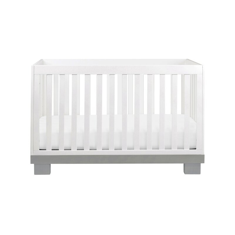 babyletto Modo 3-in-1 Convertible Crib Color: Gray/White - Image 0