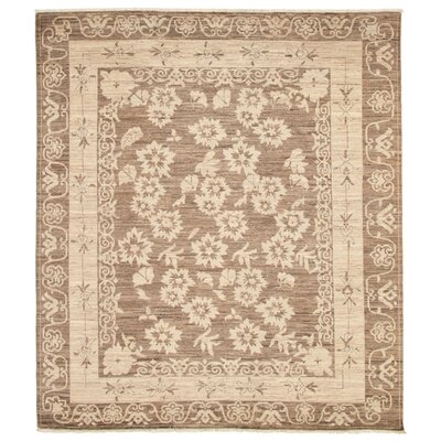 One-of-a-Kind Hand-Knotted New Age 18/20 Pako Brown 8'6" x 9'7" Wool Area Rug - Image 0