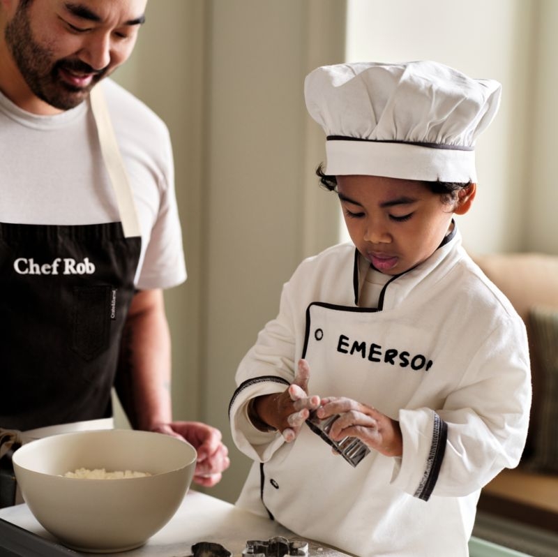 Black and White Kids Chef Coat and Hat Set - Image 1