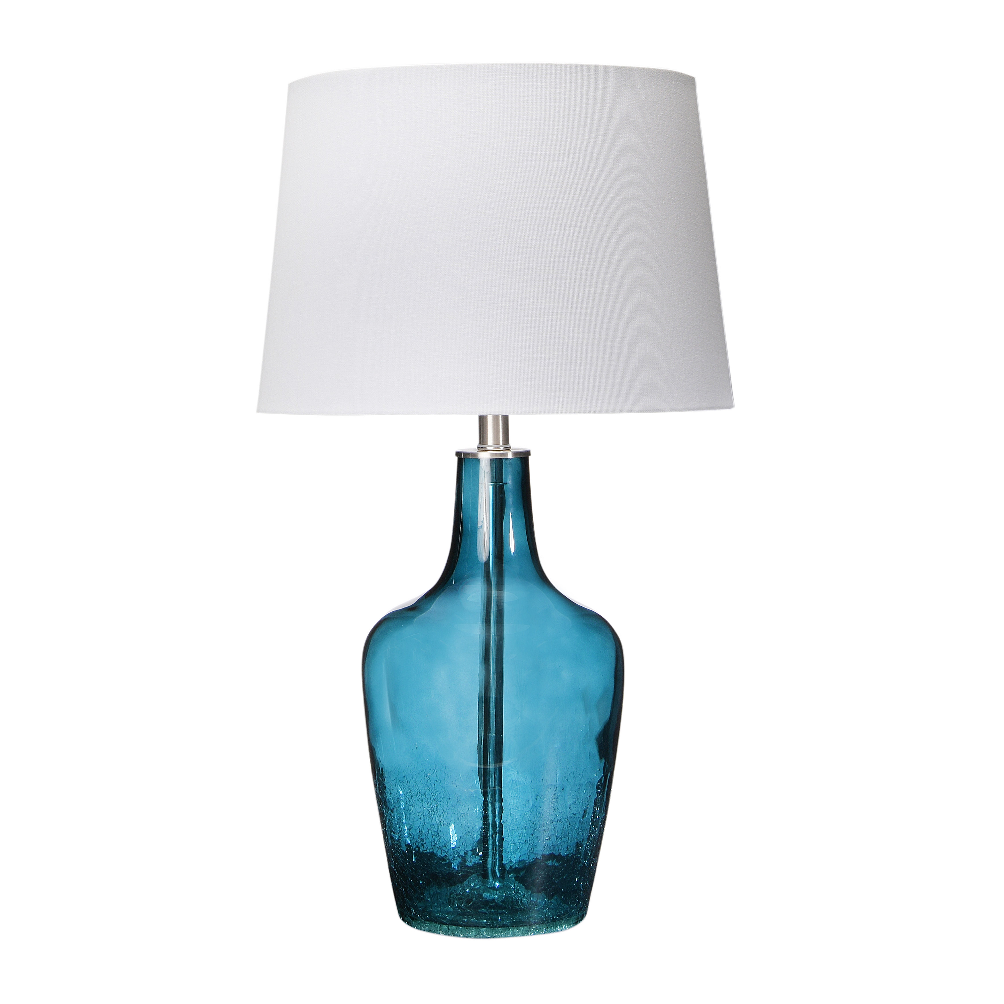 27" Deep Blue Glass Table Lamp - Image 0