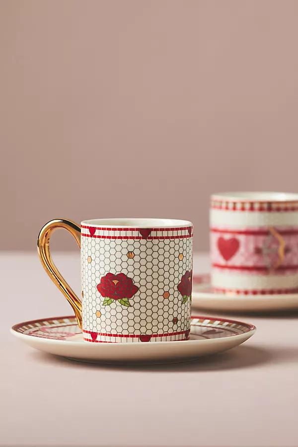 The Bistro Tile Stoneware Espresso Cup & Saucer: Valentine's Edition - Image 0