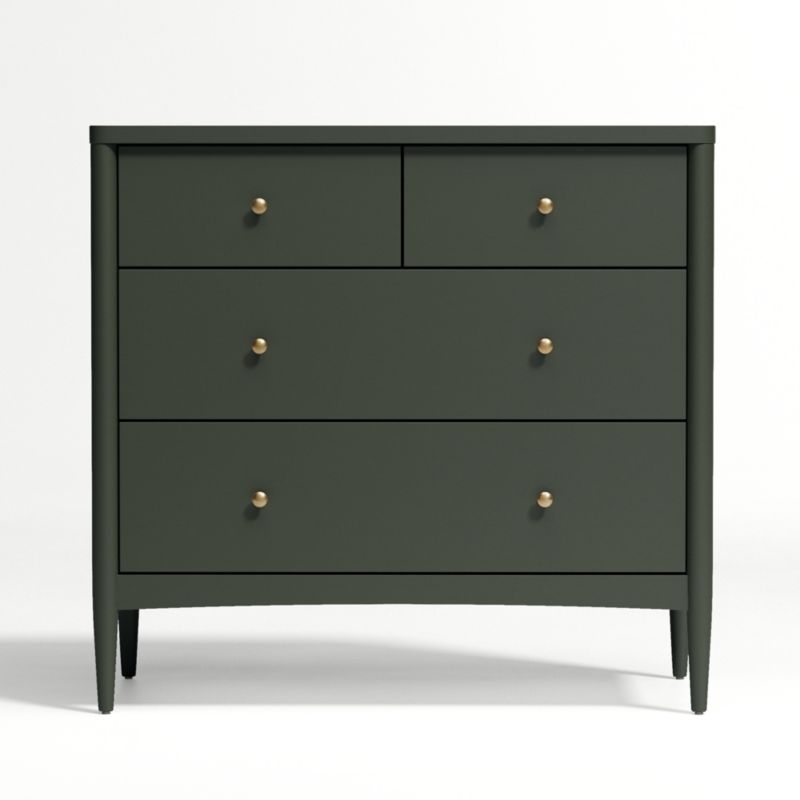 Hampshire Olive Green Wood 4-Drawer Kids Dresser - Image 3