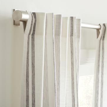 Textured Luxe Stripe Linen Curtain, 48"x84", Frost Gray - Image 2