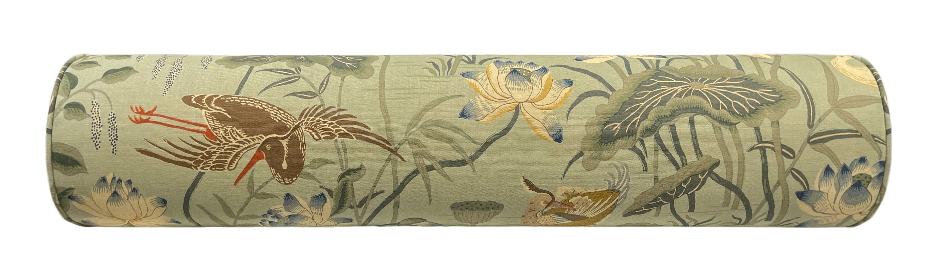 THE BOLSTER :: LOTUS GARDEN // AQUA | SCHUMACHER - Sample 4" X 4" - Image 2