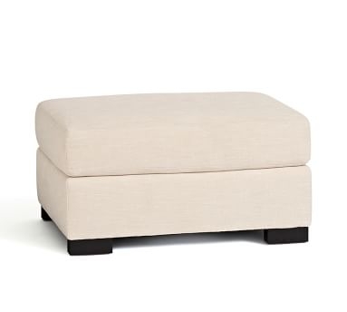 Turner Upholstered Storage Ottoman, Polyester Wrapped Cushions, Chenille Basketweave Charcoal - Image 1
