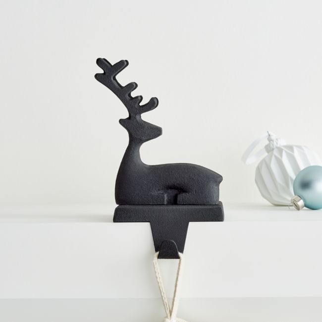 Zinc Sitting Reindeer Christmas Stocking Holder - Image 0