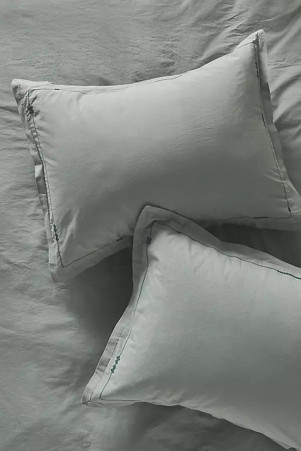 Taylor Organic Cotton Percale Embroidered Shams, Set of 2 - Image 0