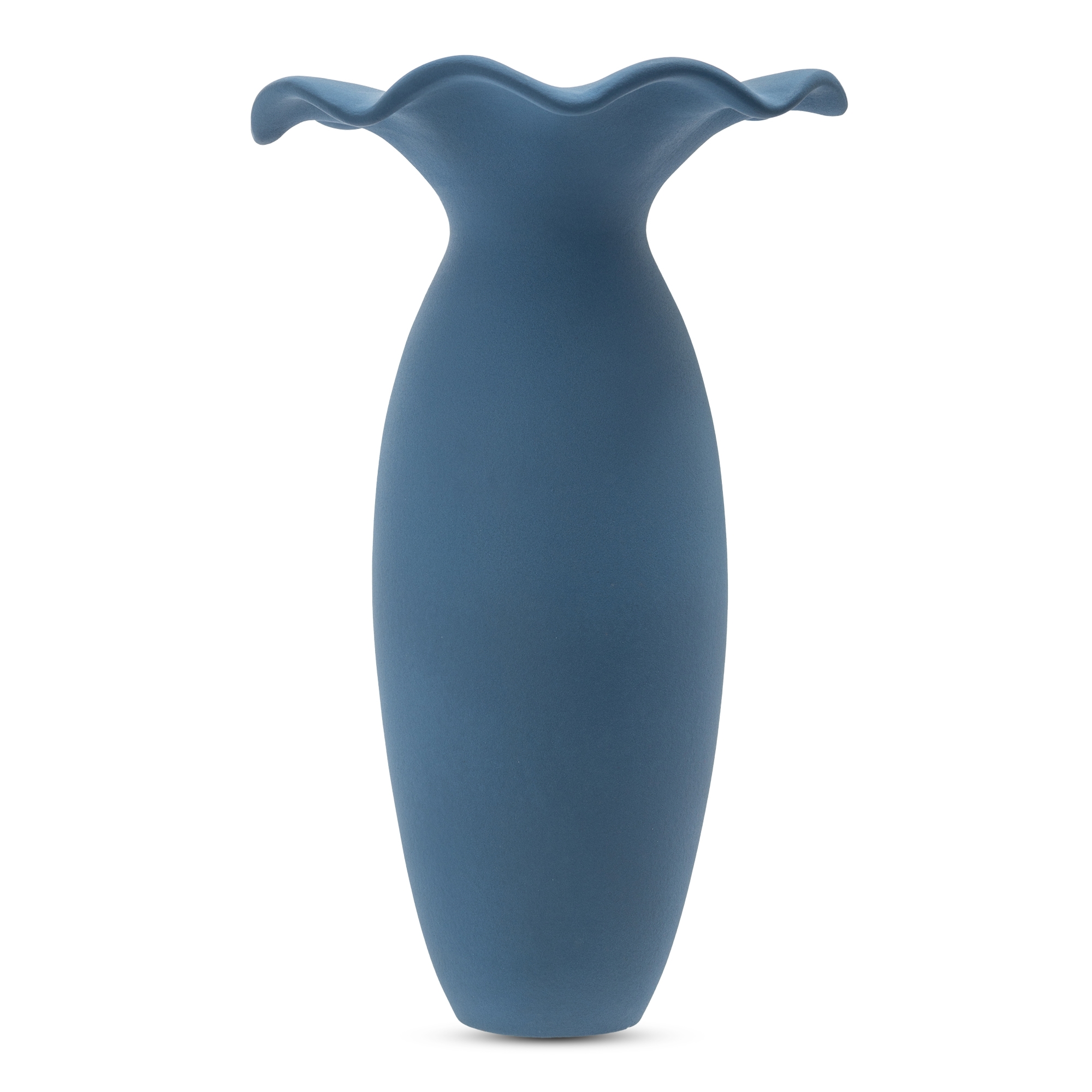 Ruffle 16In Decorative Vessel Blue - Image 1