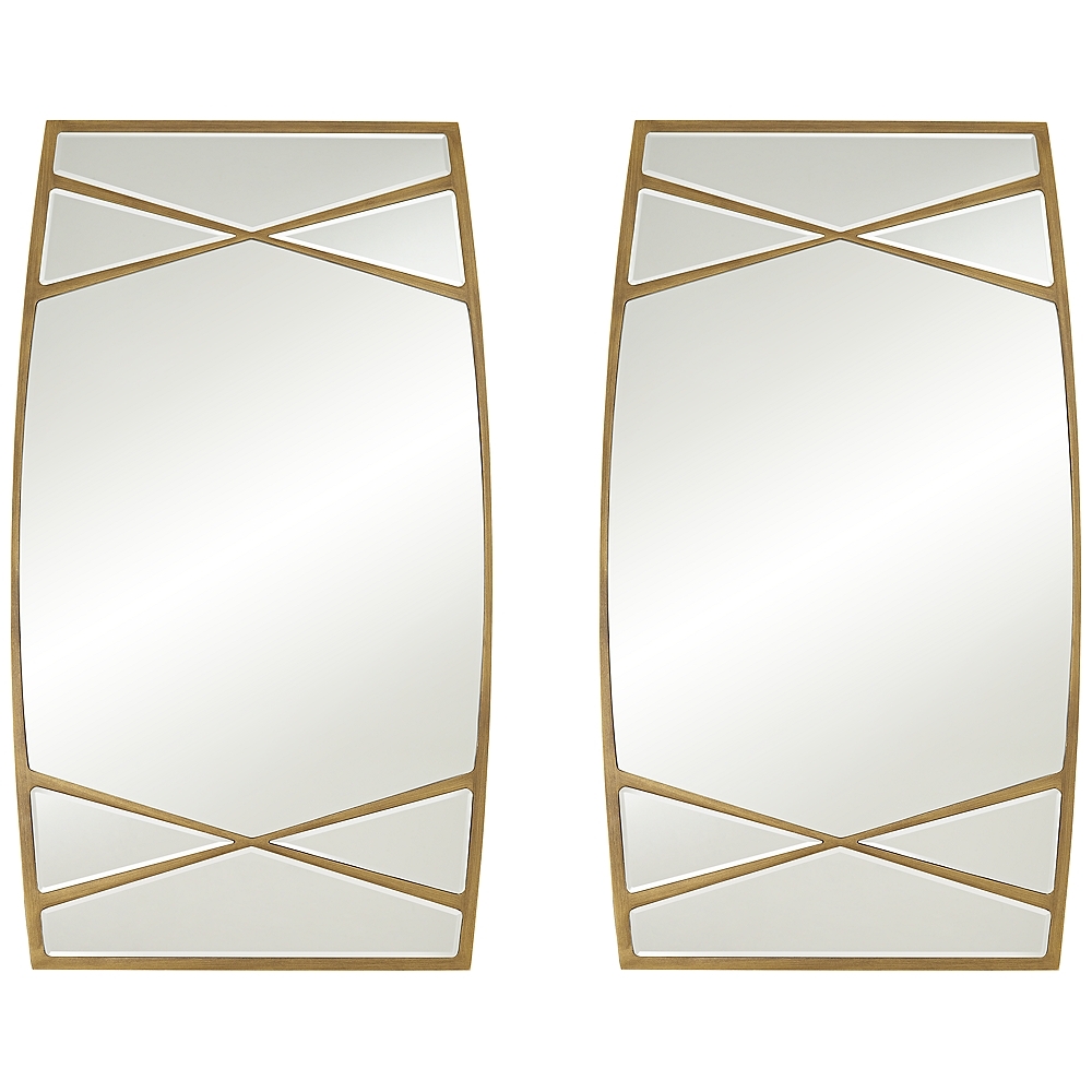 Double Cross Gold 23 1/4" x 42" Rectangular Wall Mirrors Set of 2 - Image 0