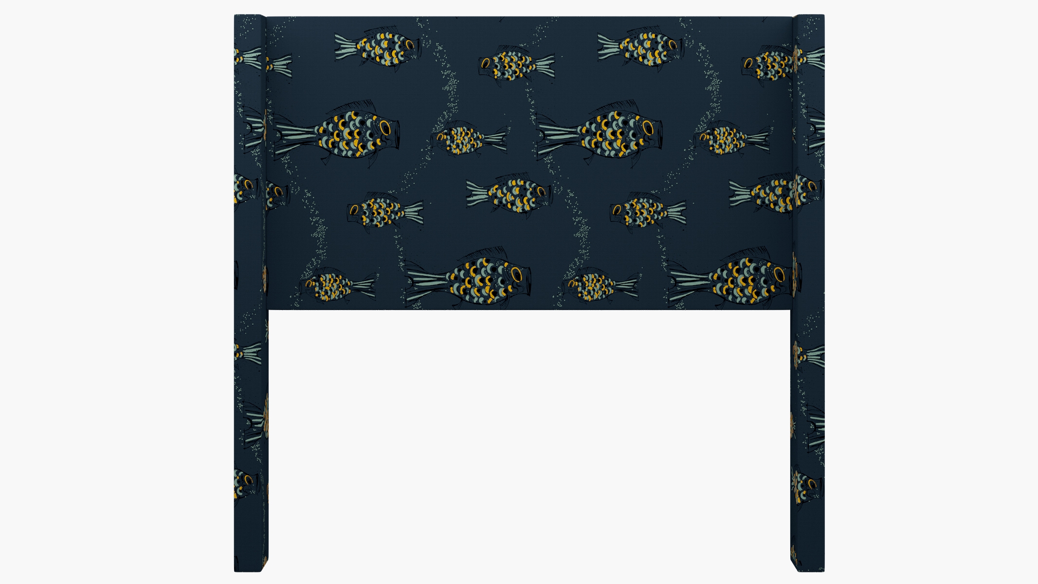 Modern Wingback Headboard, Indigo Sakana, Full - Image 1