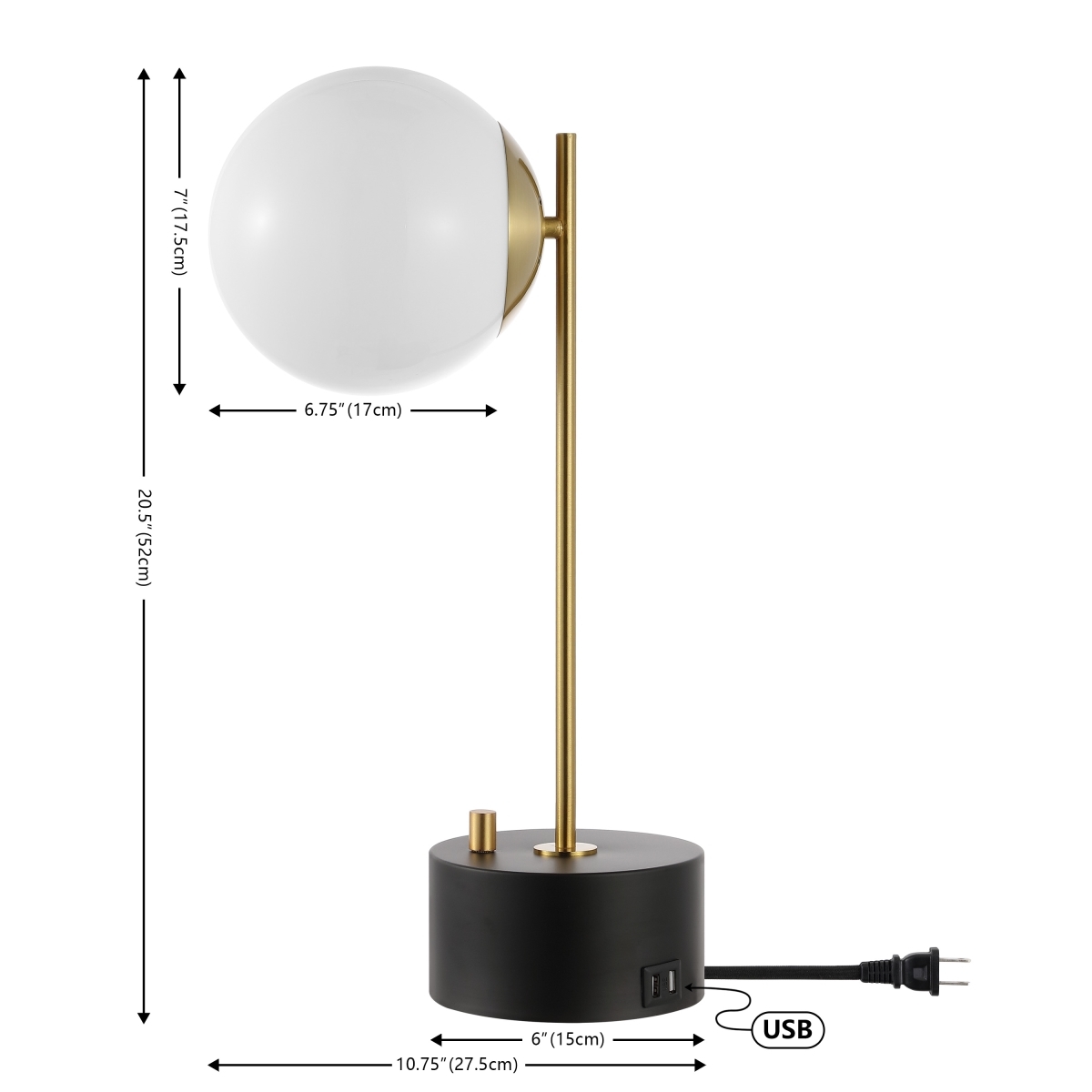 Ryu 20.5" Table Lamp W/ Usb - Brass/Black - Safavieh - Image 1