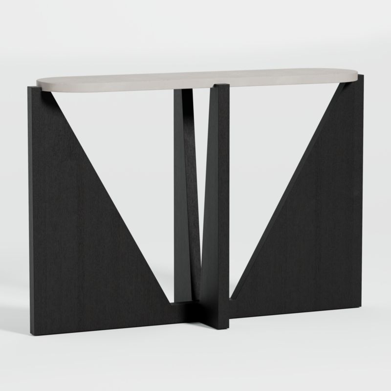 Miro Concrete Console Table with Black Ebonized White Oak Wood Base - Image 1