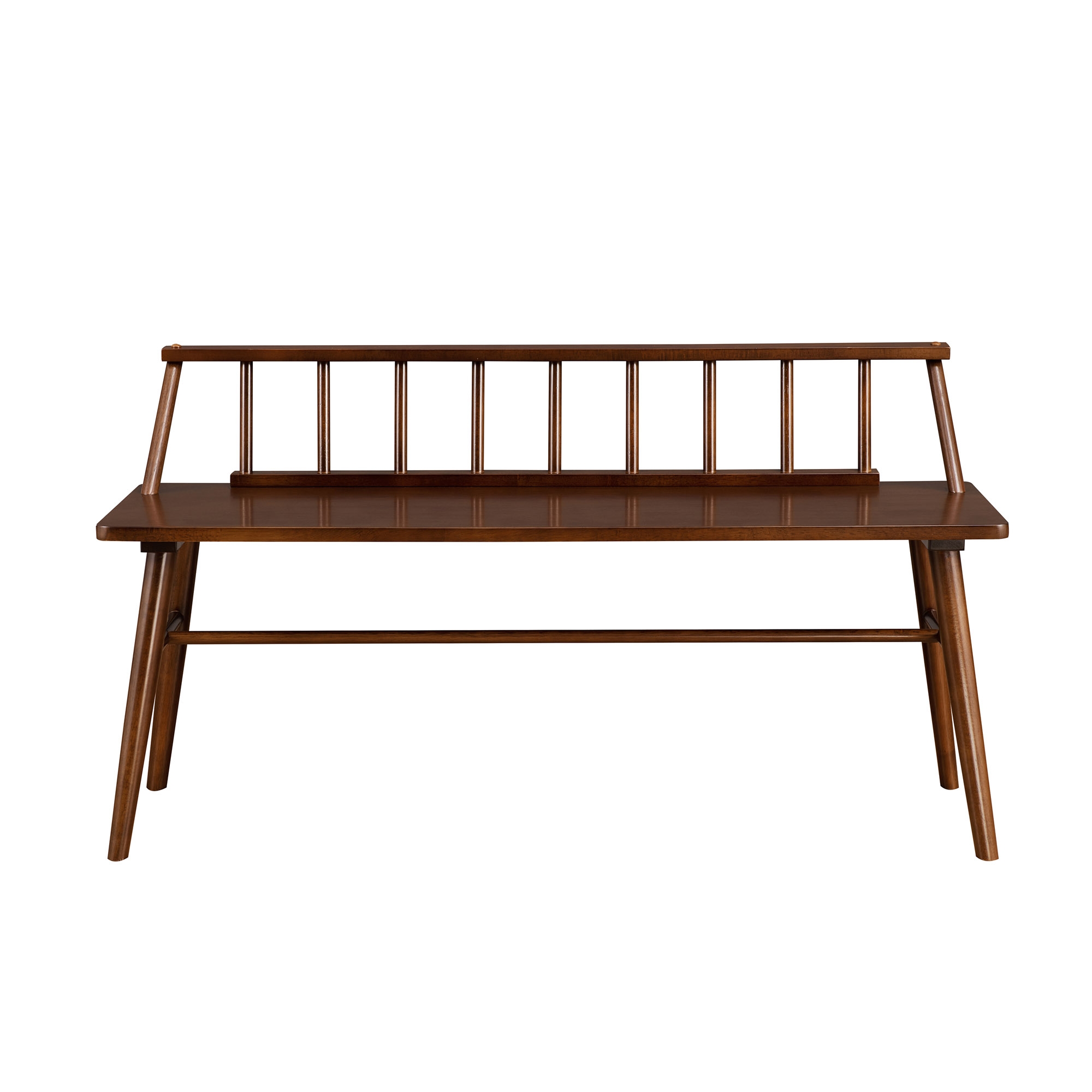 47" Low Back Spindle Bench - Walnut - Image 6