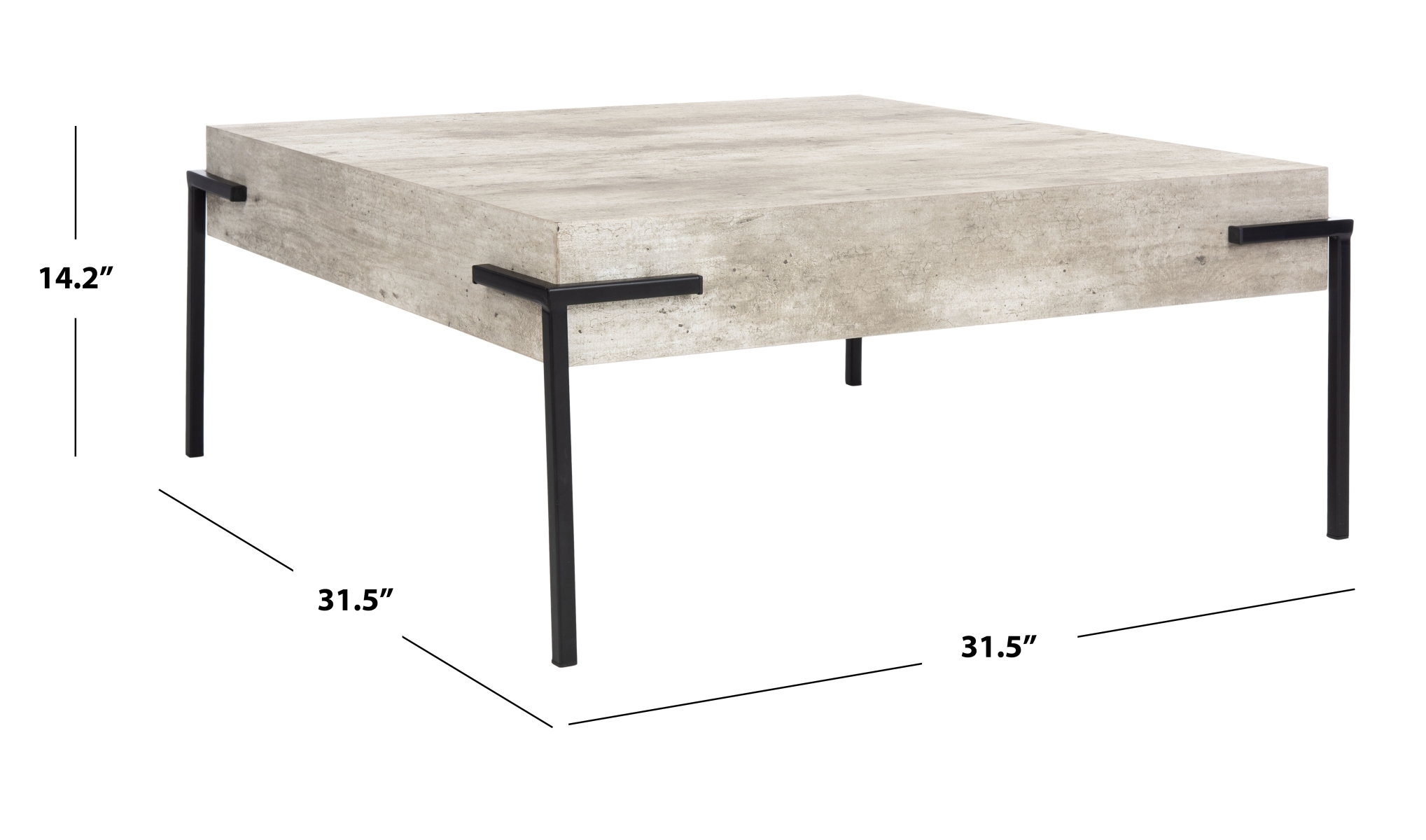 Eli Square Coffee Table - Light Grey / Black - Safavieh - Image 4