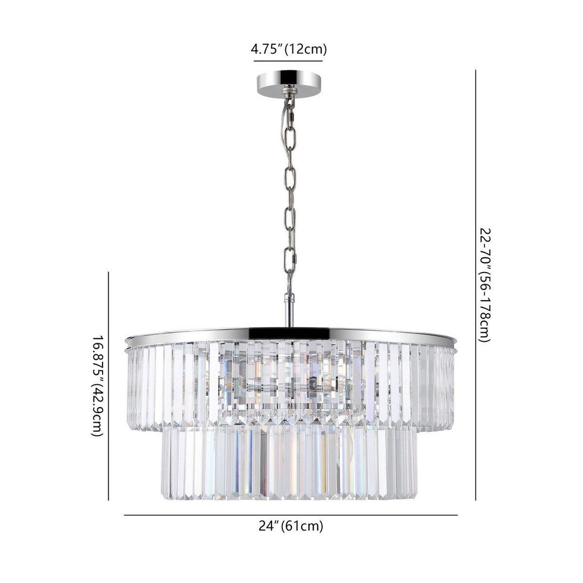 Karissa 2 Tier Chandelier - Chrome - Safavieh - Image 3