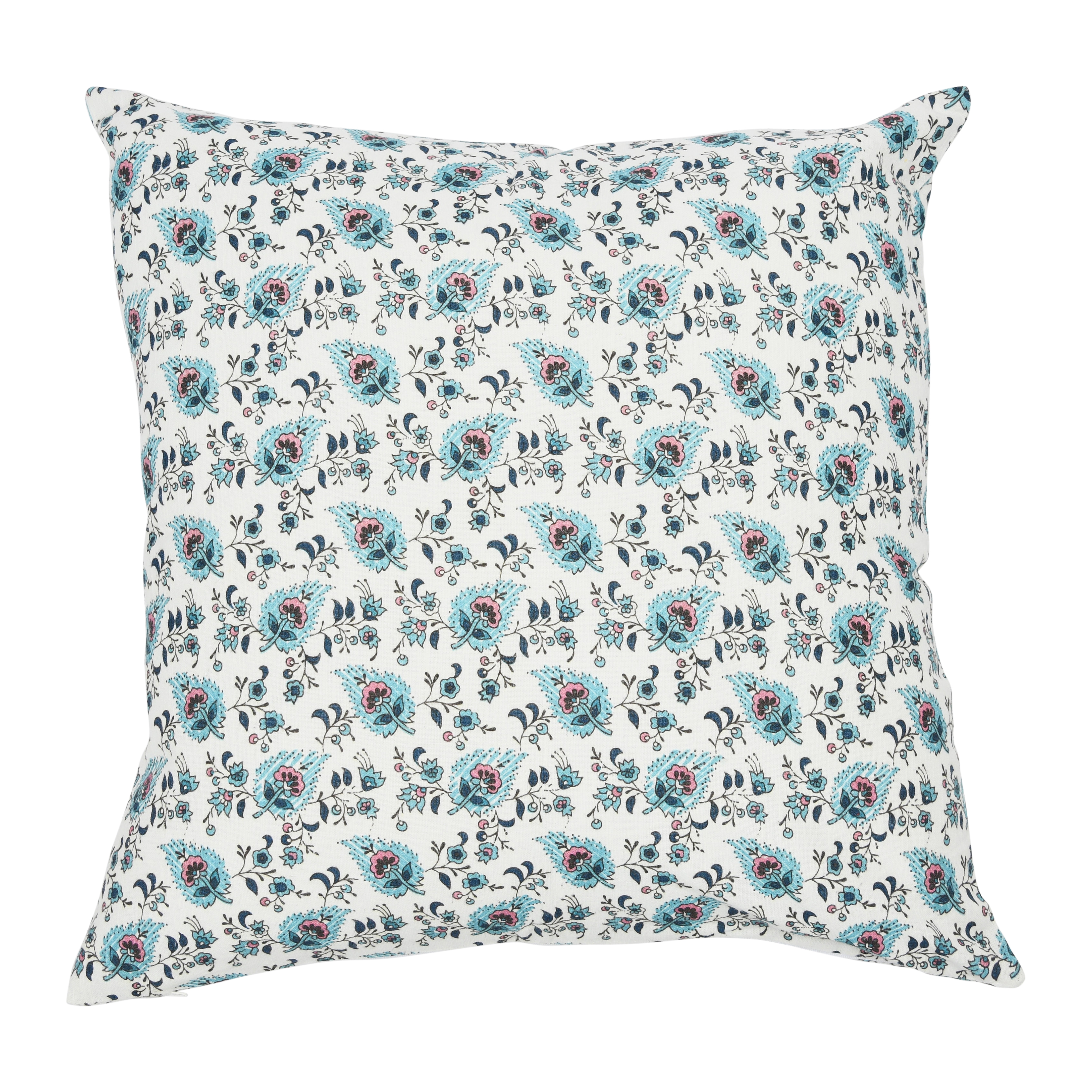 Square Paisley Print Cotton Pillow Cover - Image 0