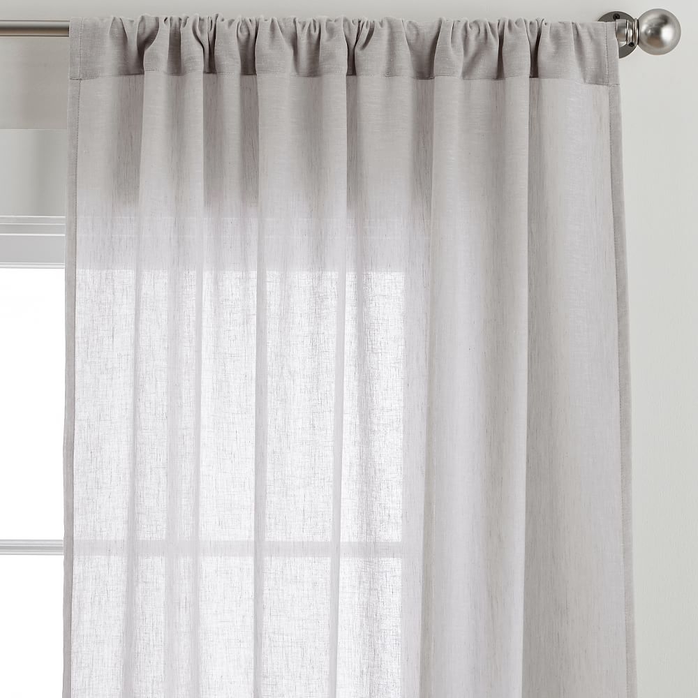 Cotton Linen Sheer Curtain, Grey, 44" x 84" - Image 0
