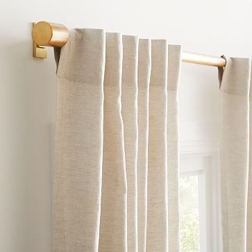 European Flax Linen Curtain with Cotton Lining, Natural, 48"x96" - Image 2