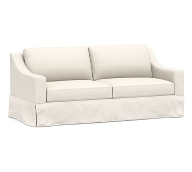 York Slope Arm Slipcovered Sofa 80.5", Down Blend Wrapped Cushions, Performance Chateau Basketweave Ivory - Image 0