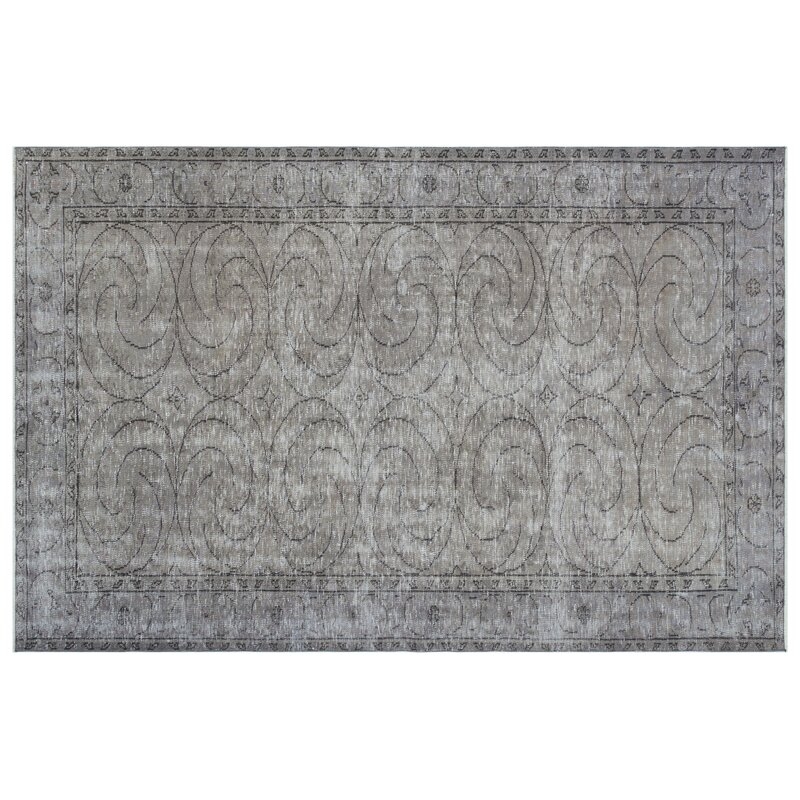Bespoky Vintage Rugs One-Of-A-Kind Oriental Hand-Knotted 5.10' X 8.11' Wool/Cotton Gray Area Rug - Image 0