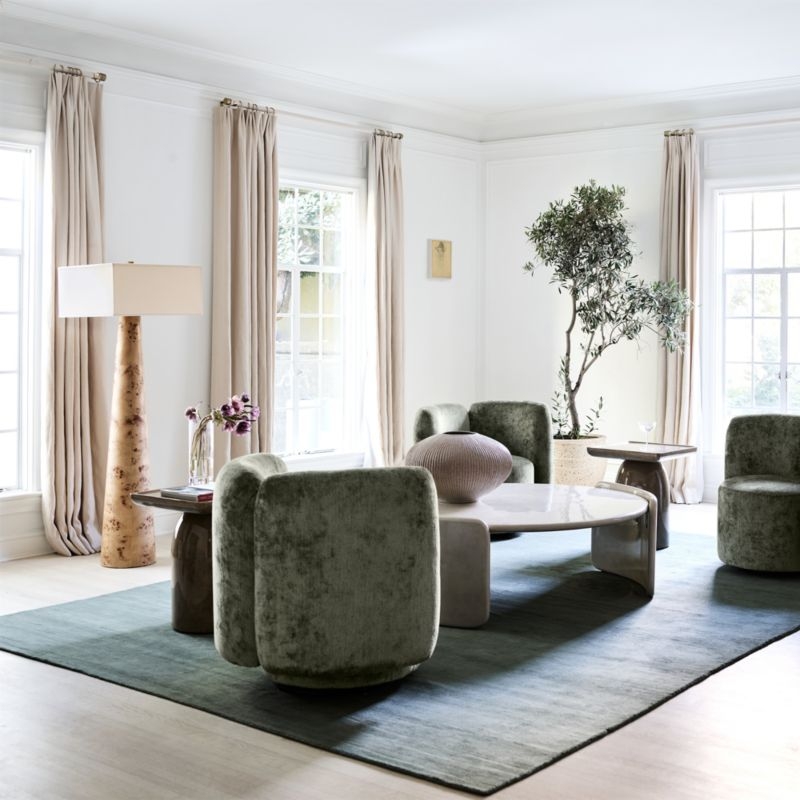Gains Burlwood Floor Lamp with Linen Shade by Brigette Romanek - Image 2