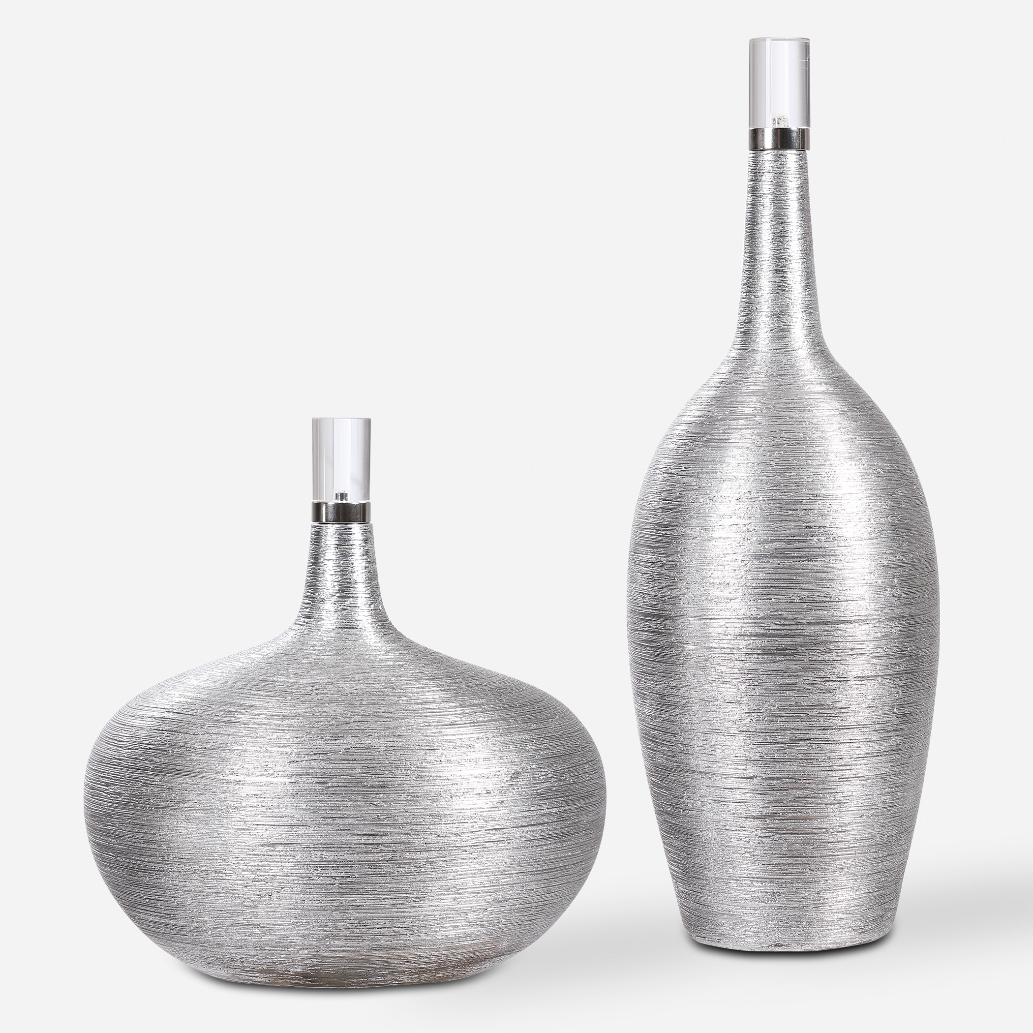 Gatsby Silver Ribbed Bottles Set/2 - Image 0