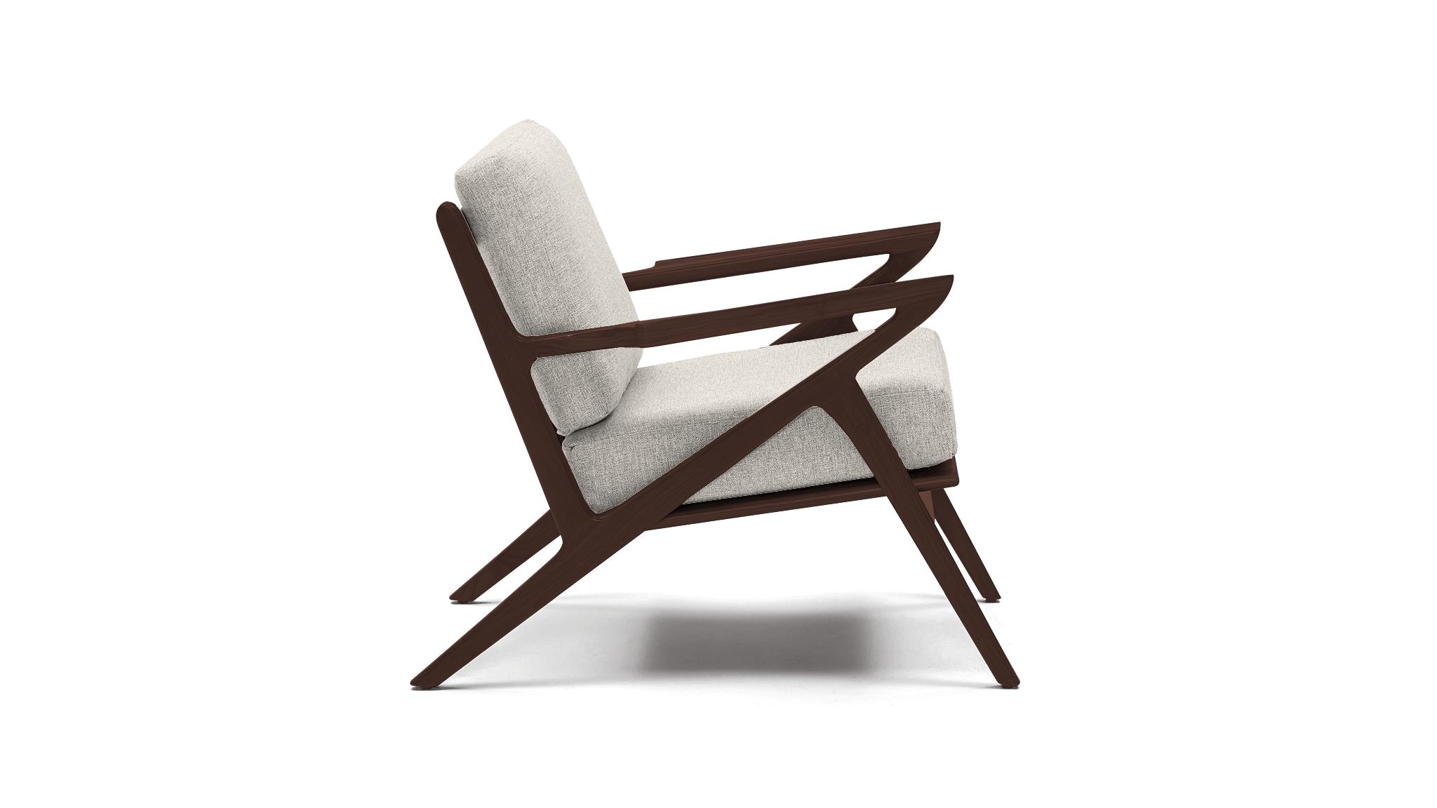 White Soto Mid Century Modern Concave Arm Chair - Tussah Snow - Walnut - Image 1