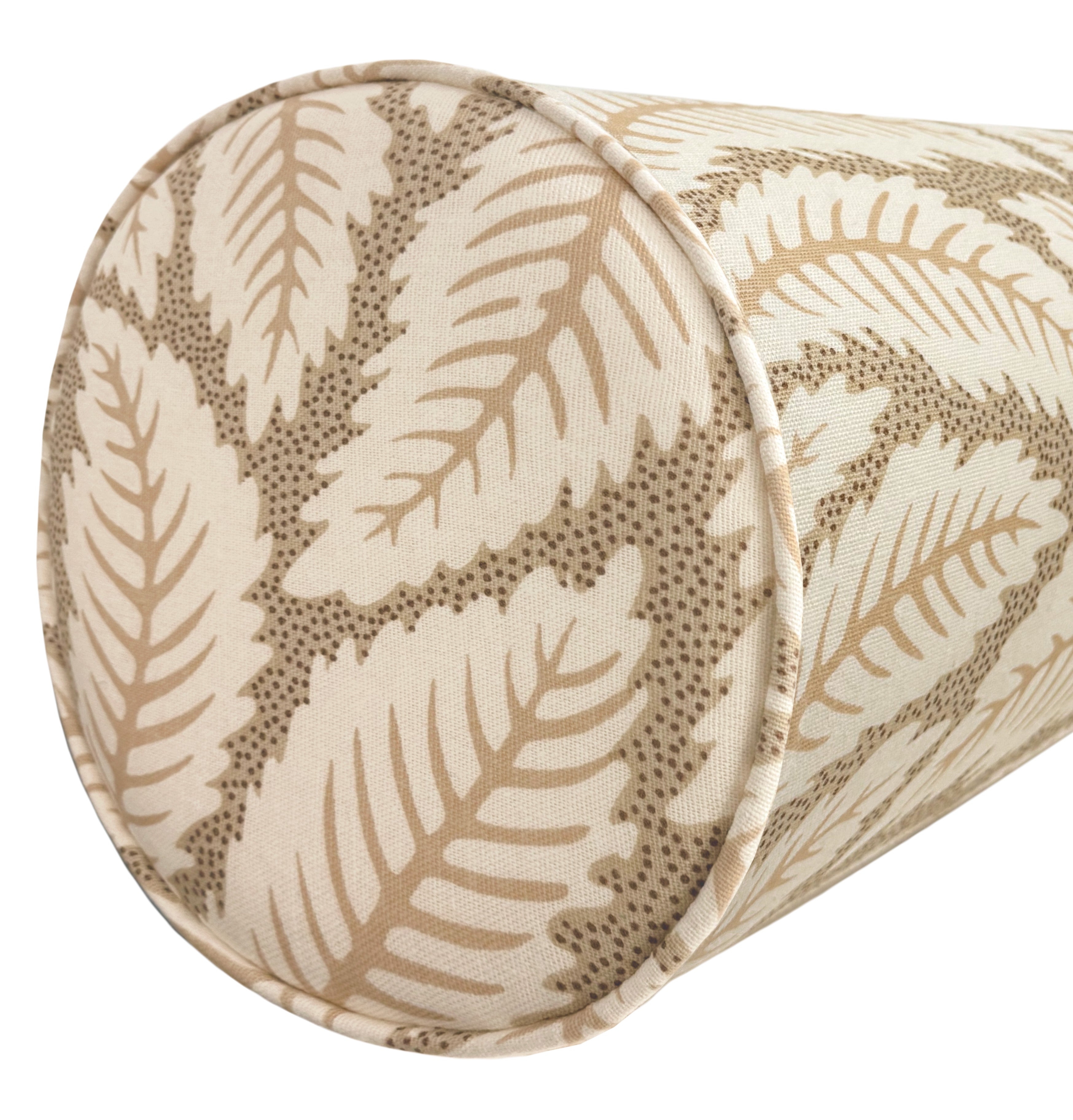 THE BOLSTER :: TALAVERA COTTON AND LINEN PRINT // BEIGE | BRUNSCHWIG & FILS - QUEEN // 9" X 36" - Image 1