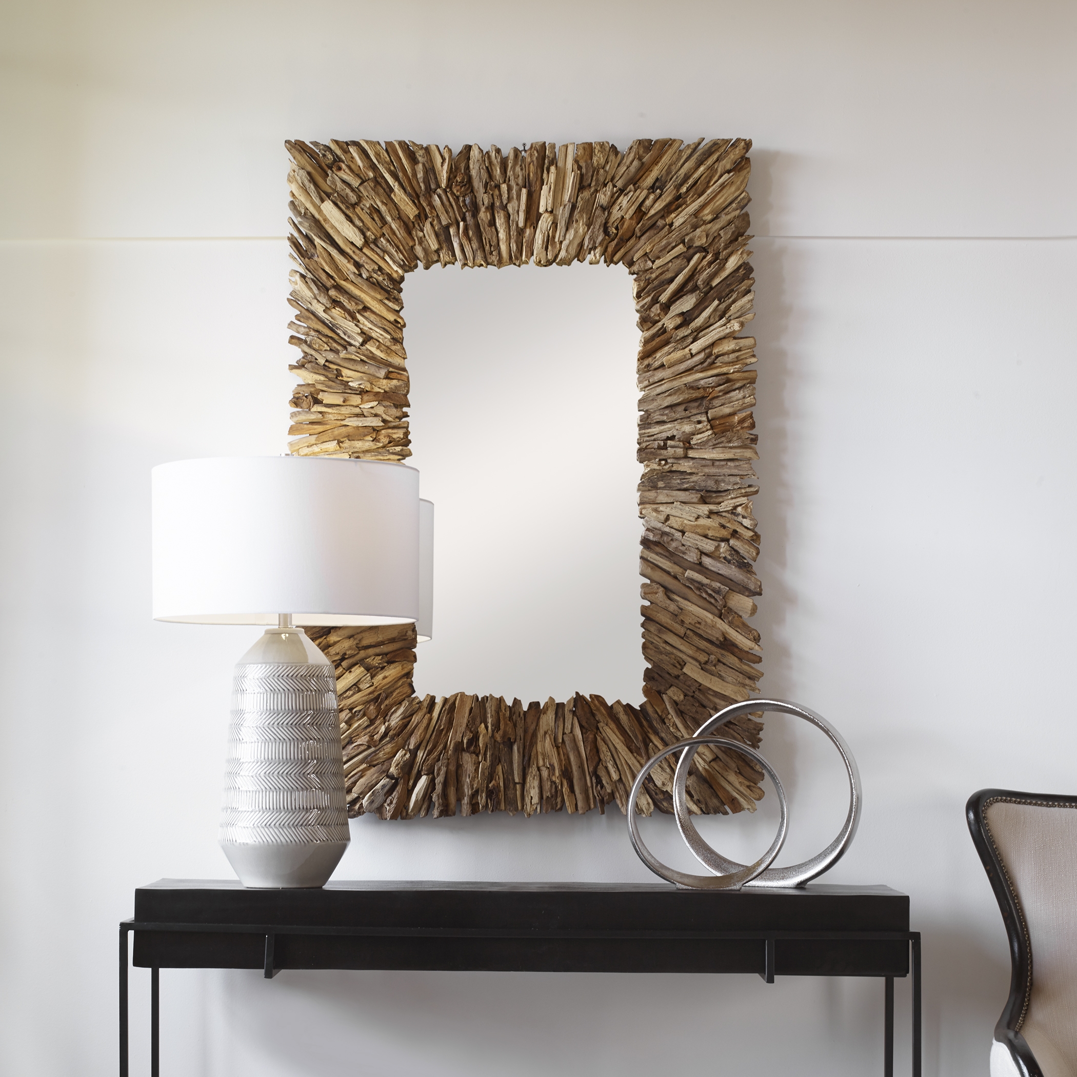Teak Branch Rectangular Mirror - Image 1