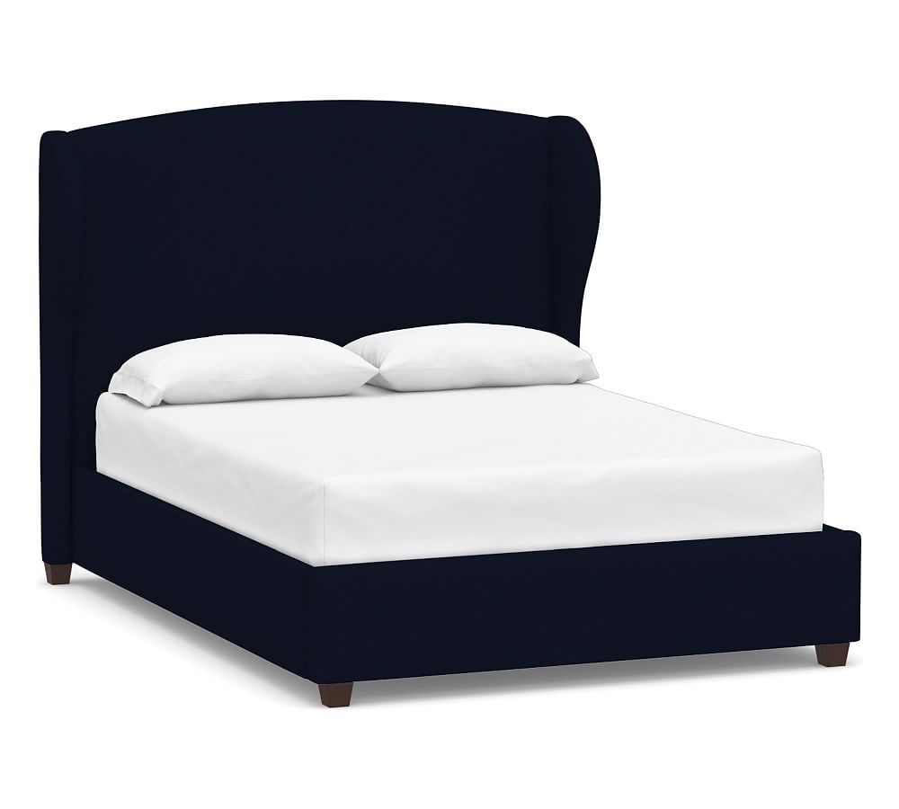 Raleigh Wingback Upholstered Bed without Nailheads, California King, Performance Everydaylinen(TM) by Crypton(R) Home Navy - Image 0