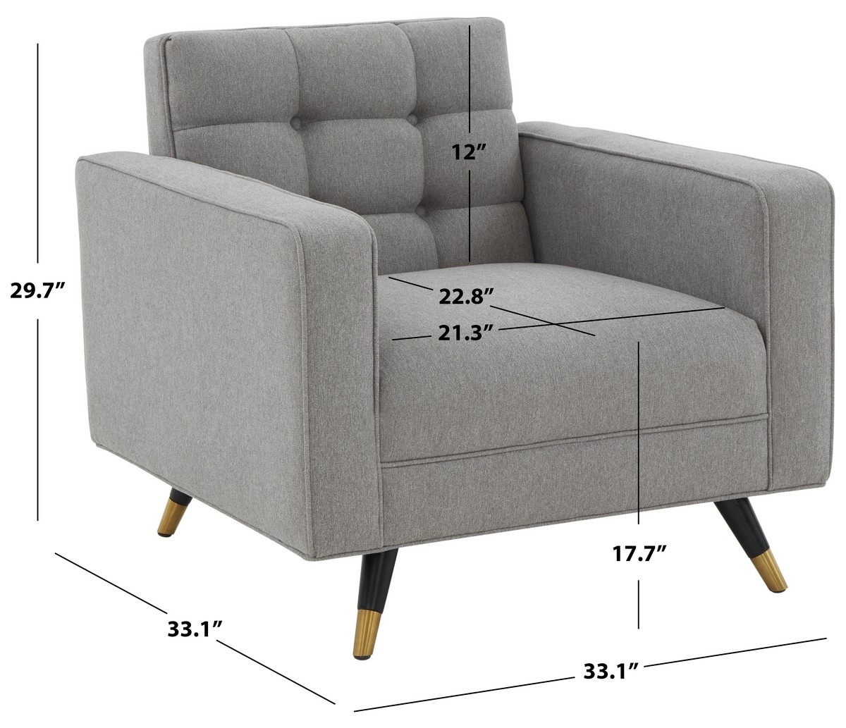 Bradson Tufted Back Accent Chair - Light Grey/Black - Image 4