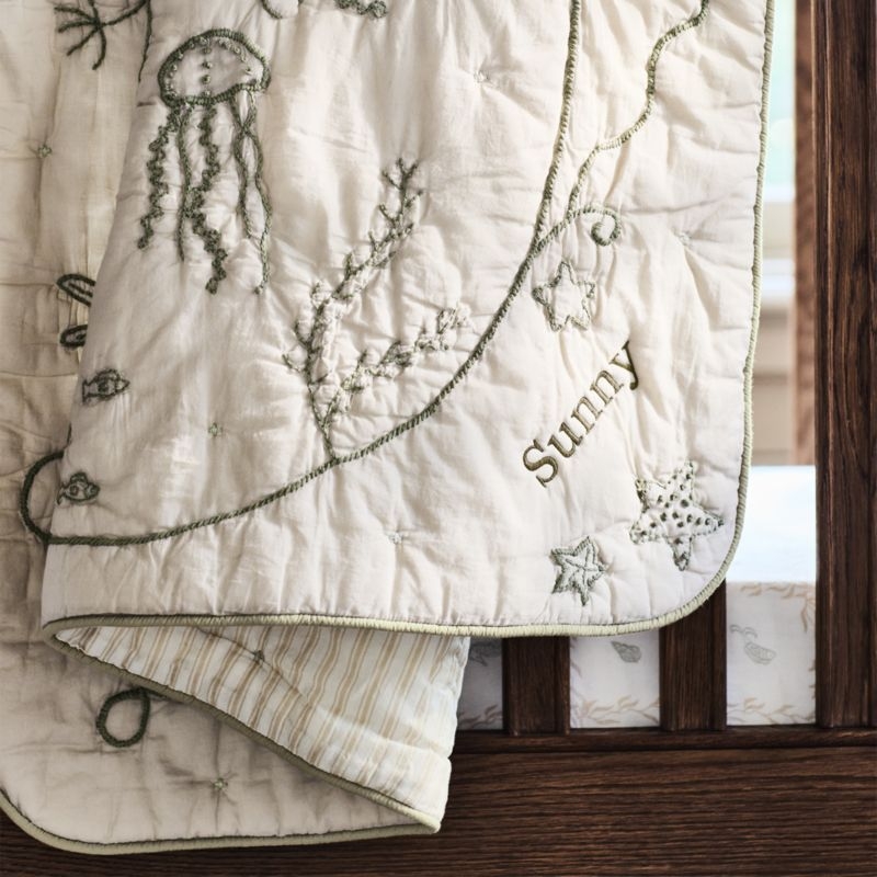 Raphaela Green Seascape Baby Crib Quilt by Jake Arnold - Image 5