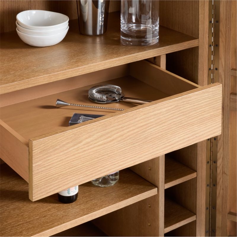 Tower 32" Light Brown Oak Wood Bar Cabinet by Brigette Romanek - Image 8