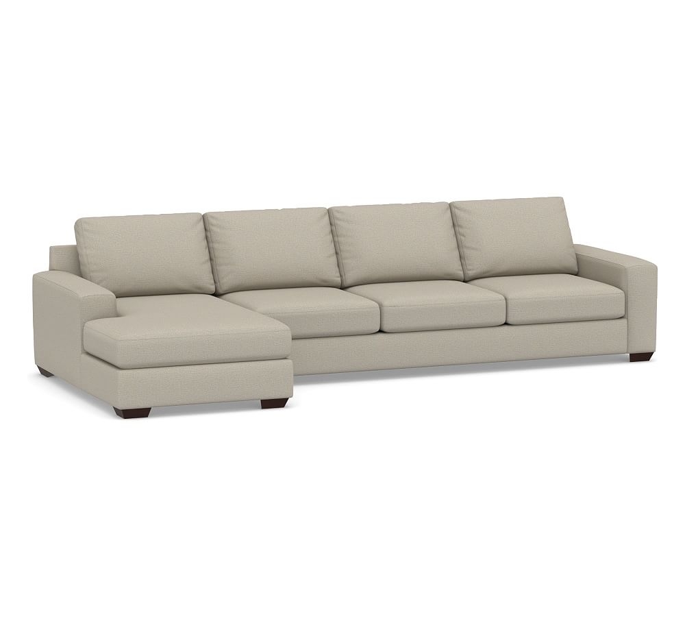 Big Sur Square Arm Upholstered Right Arm Grand Sofa with Chaise Sectional, Down Blend Wrapped Cushions, Performance Boucle Fog - Image 0