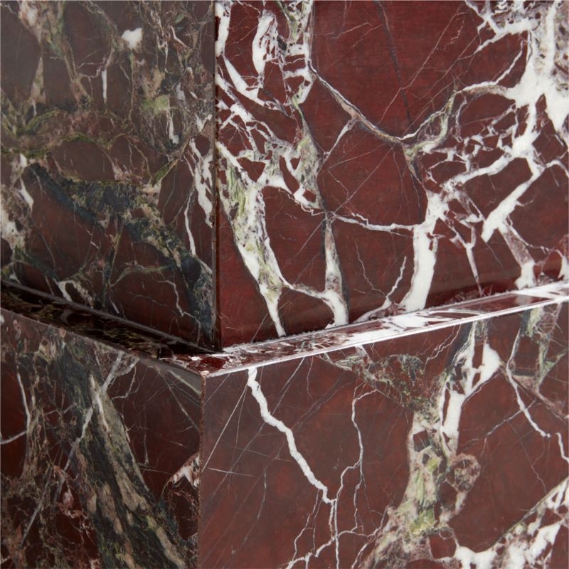 La Sienna Piccolo Dark Red Marble Plinth Side Table by Athena Calderone - Image 5