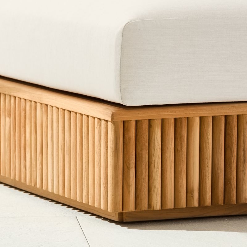 Topia Teak Outdoor Armless Chair with White Sunbrella® Cushions - Image 3