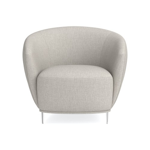 Alexis Pleated Chair, Standard Cushion, Perennials Performance Melange Weave, Oyster, Polished Nickel - Image 0