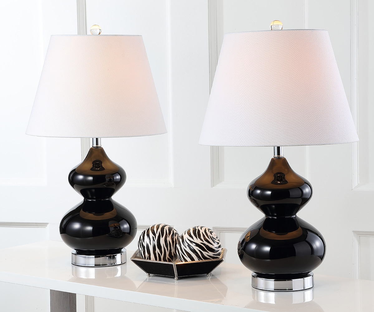 Eva 24-Inch H Double Gourd Glass Table Lamp - Black - Safavieh - Image 6