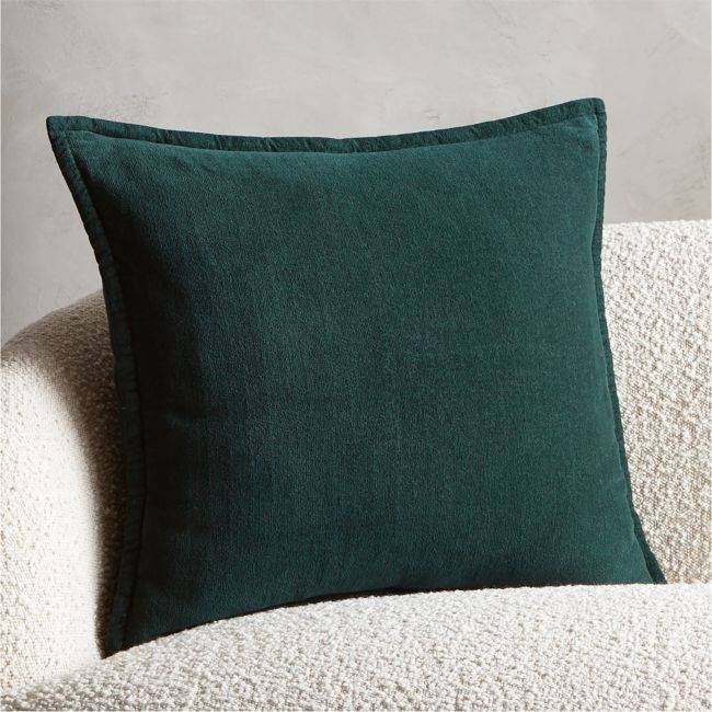 Ava Pillow, Feather-Down Insert, Dark Teal, 20" x 20" - Image 0